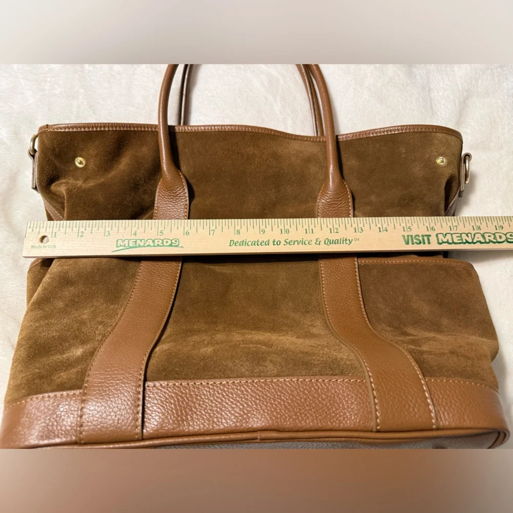 La Via Firenze Hobo Tote Genuine Leather with shoulder strap Camel Brown Suede